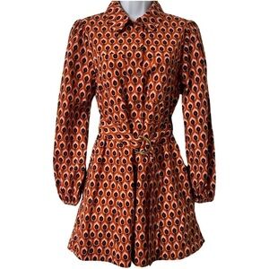 Zara Esme’s orange printed belted dress “as seen on tv” small
